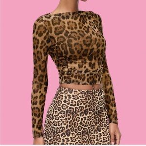 Leopard Print Long Sleeve Top and tank top set size s